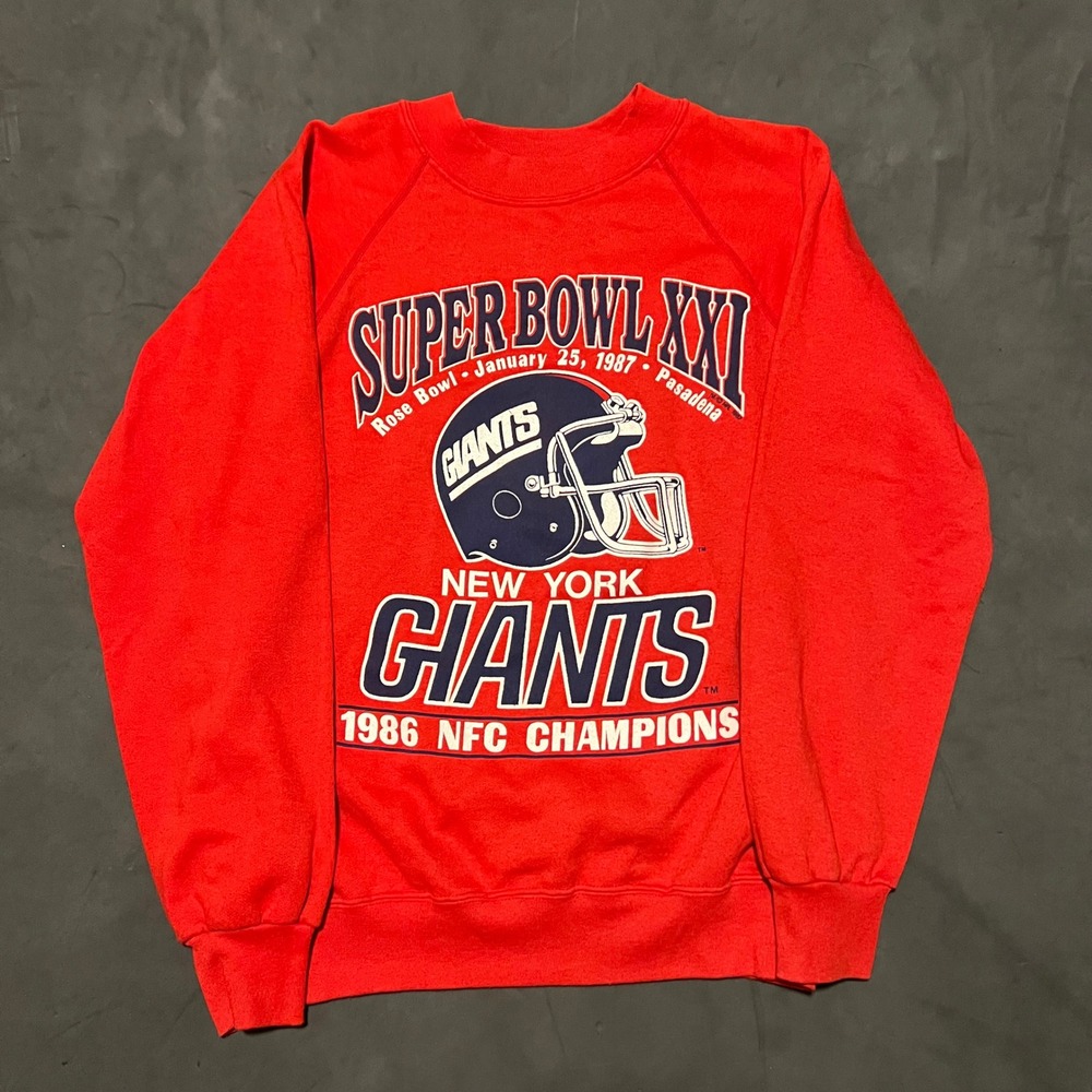 Vintage 1986 Trench Super Bowl XXI Sweatshirt Mens Small Red New York Giants